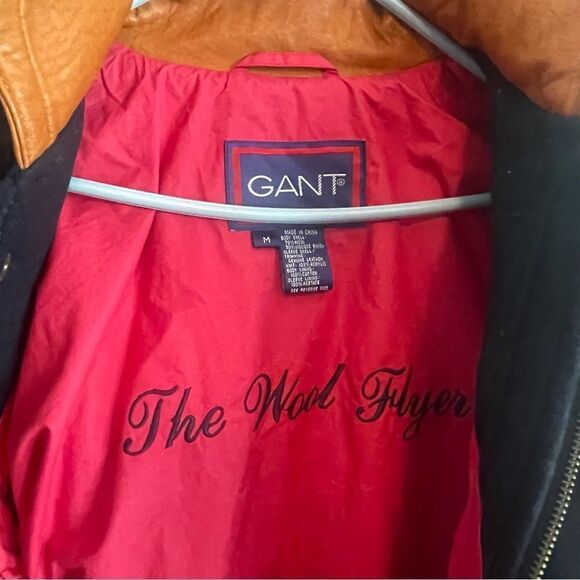 Gant Vintage Varsity Coat jacket size Medium M Wool leather arms men’s - Picture 5 of 6